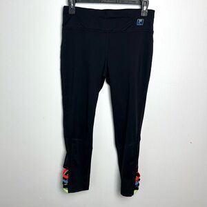 Black FILA Cropped Capri Style Leggings with‎ Rainbow cutouts